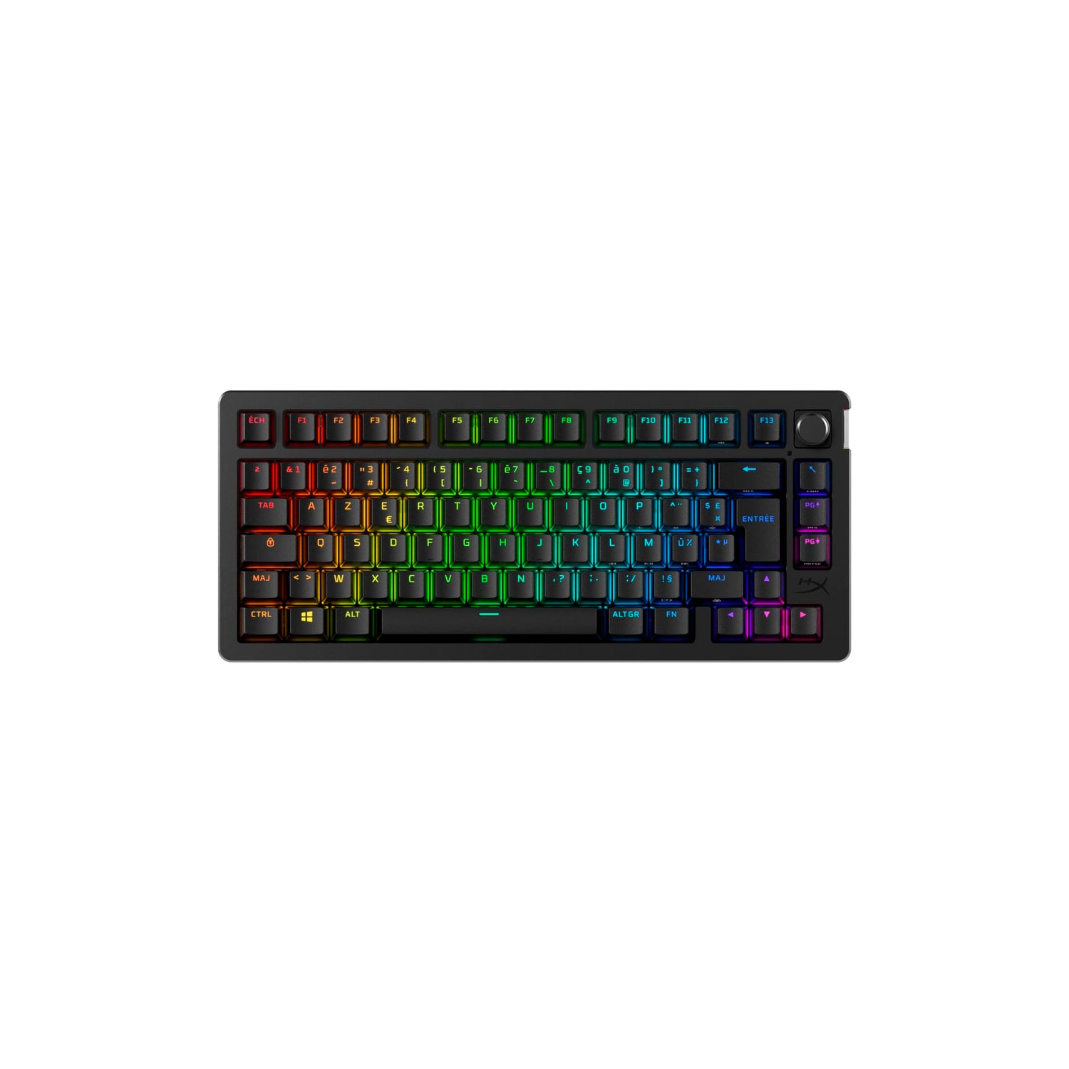 HyperX Alloy Rise 75 Wireless - Teclado mecánico 75% Intercambiable en Caliente, PC, retroiluminación de hasta 80 Horas, Doble inalámbrico de 2,4 GHz y Bluetooth