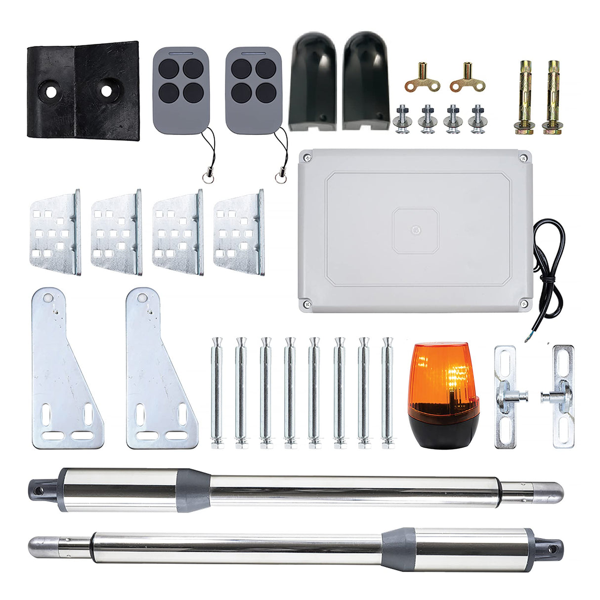 Kit de automatización puertas batientes PNI MAB300, con 2 motores de 40W, mandos a distancia y panel de control, fotocélulas y lámpara, longitud de puerta 2 x 2,5 m máx, peso de puerta 200Kg