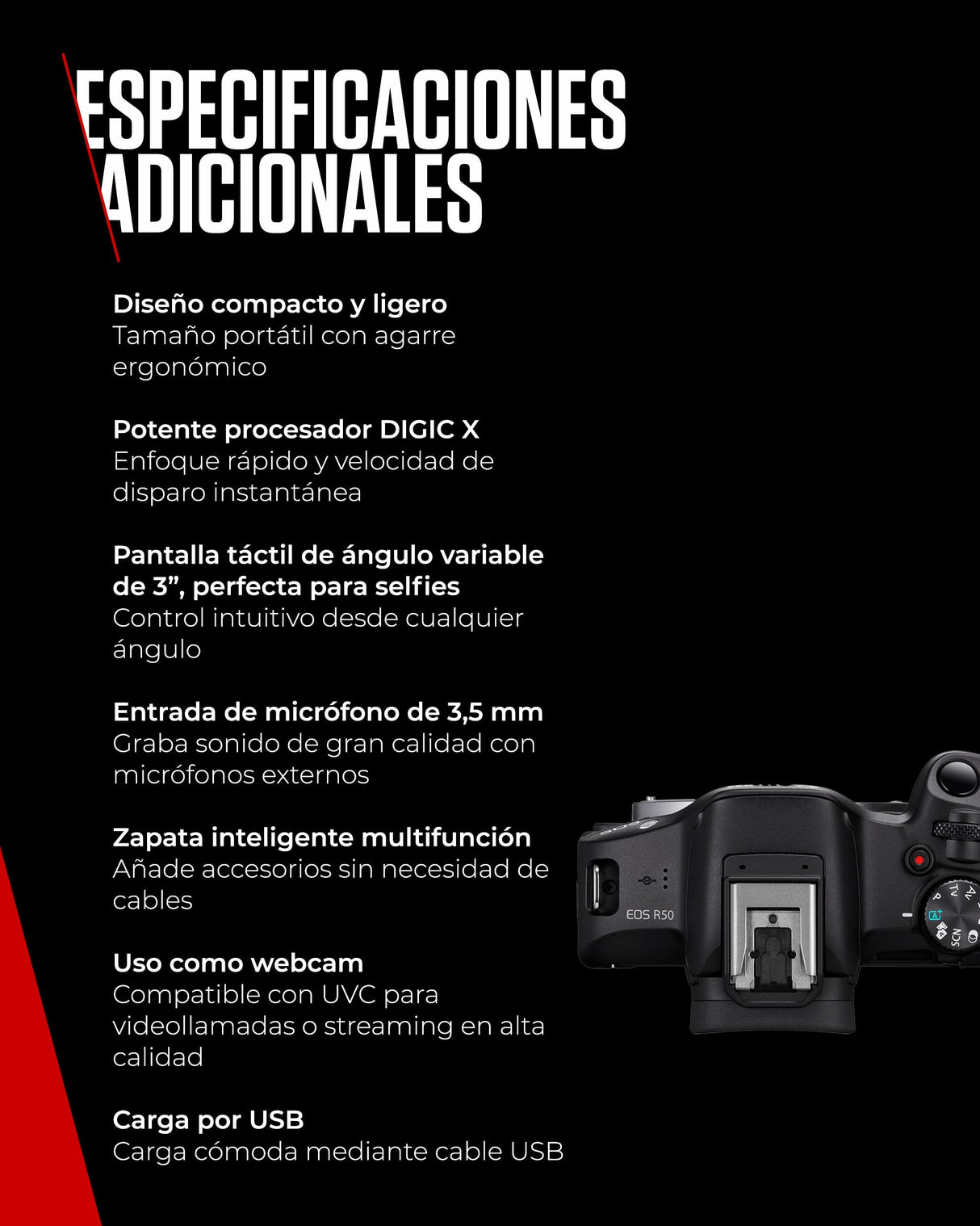 Canon EOS R50 Cuerpo Cámara Mirrorless + Objetivo RF-S 18-45 mm + RF 75-300mm Kit Doble Zoom -4 EV, Vídeo 4K 30 fps, Dual Pixel CMOS AF II, Pantalla Táctil de Ángulo Variable, Negro