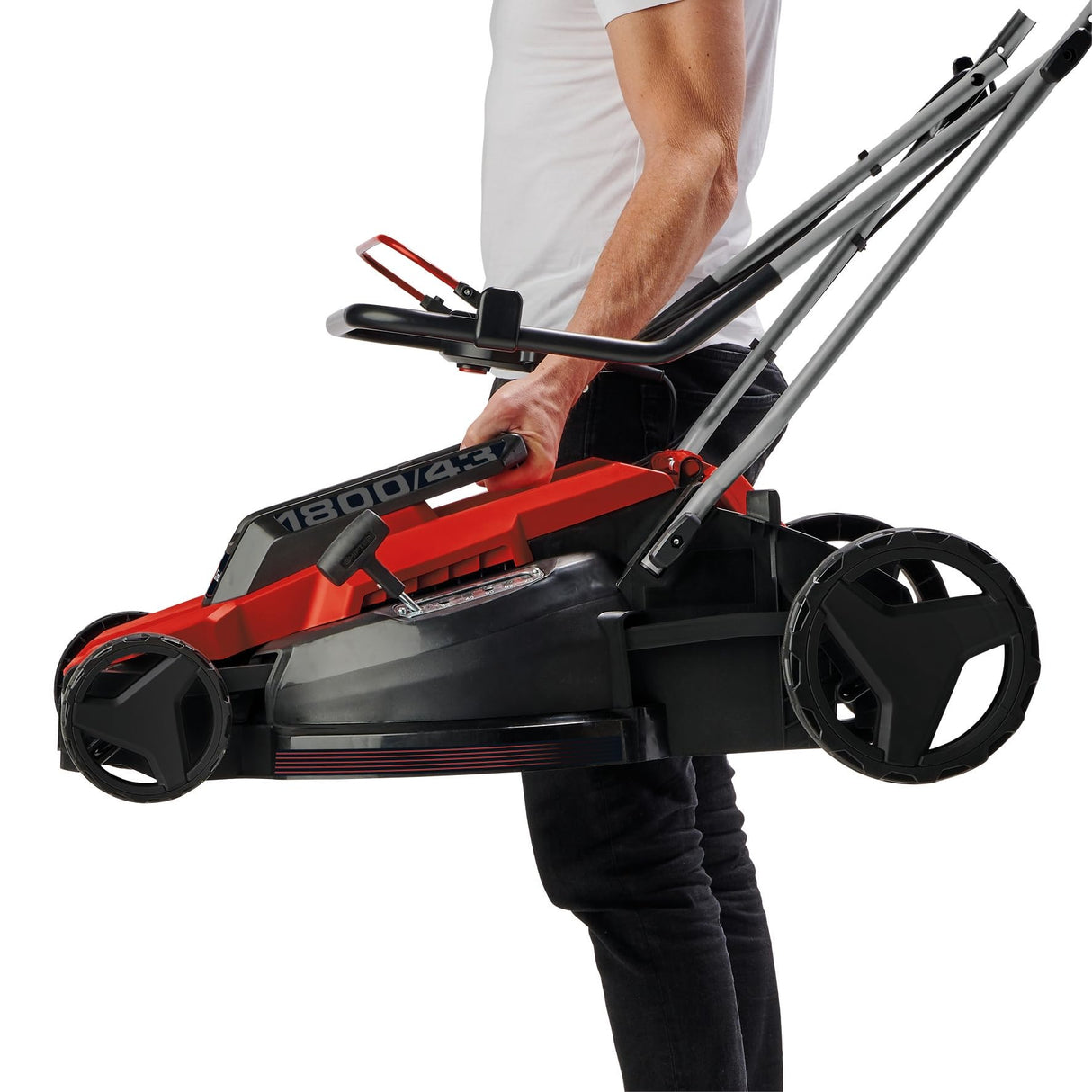Einhell Cortacésped eléctrico GC-EM 1800/43 (1800 W, Ancho de Corte 43 cm, Altura de Corte Ajustable a 6 Niveles, Bandeja colectora 50 L)