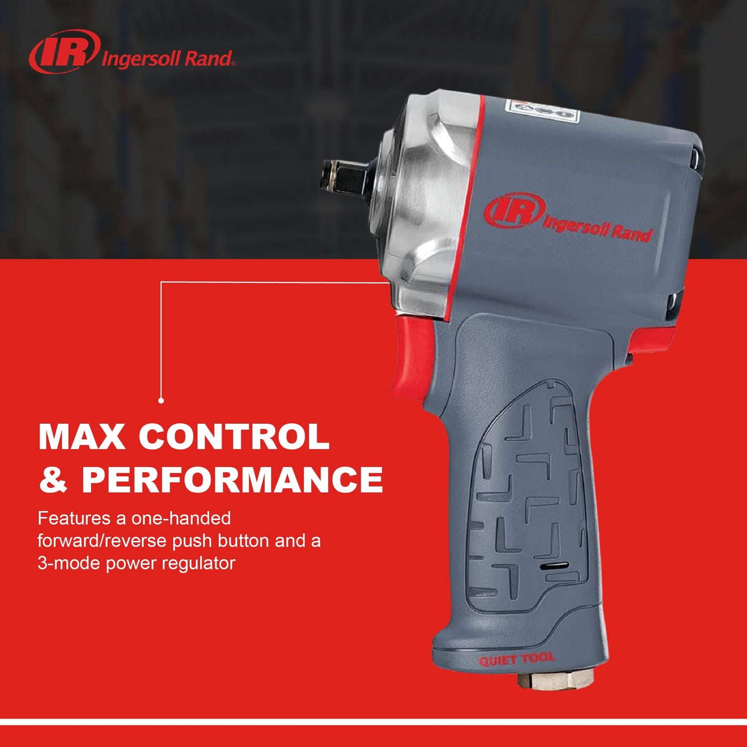 Ingersoll-Rand 36QMAX Llave de Impacto 1/2 Pulgada, Potente Llave de Impacto Neumática 870 Nm Torque, Diseño Ligero y Compacto