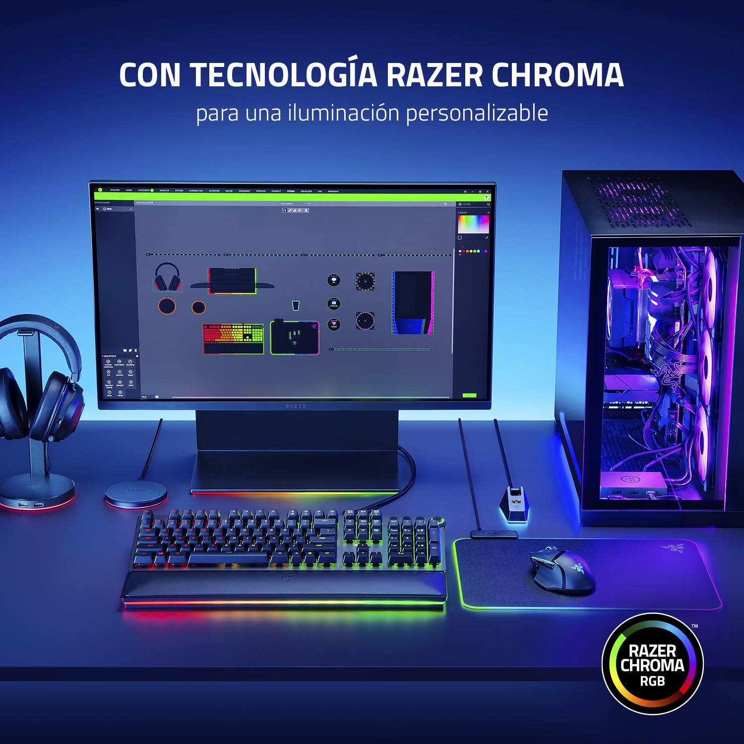 Razer Thunderbolt 4 Dock Chroma - Hub Premium con iluminación RGB para Windows y Mac (10 puertos en uno, salida a Dos monitores 4K o un monitor 8K) Negro