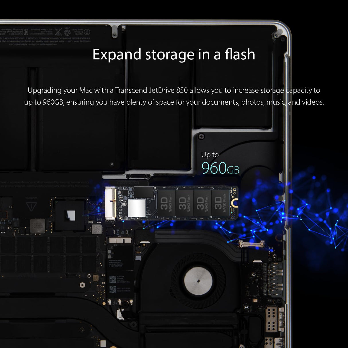 Transcend JetDrive 855 Interno SSD 480 GB para Macbook PCIexpress Gen3 x4 NVMe (Kit con Cubierta Externo Thunderbolt, Funda y Destornillador) TS480GJDM855