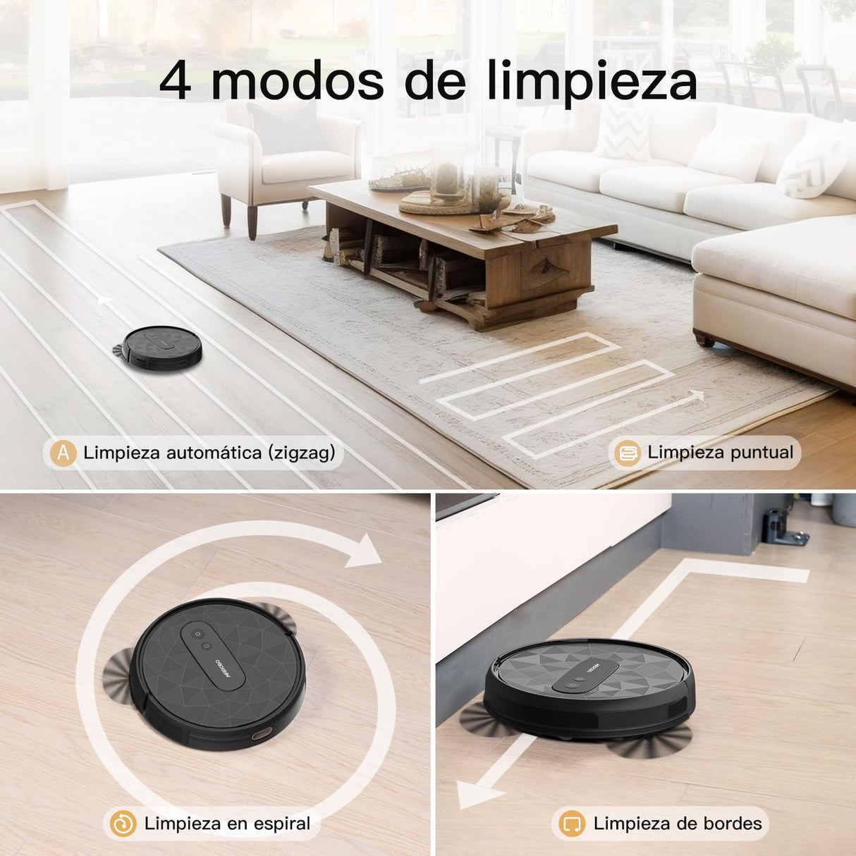 AIRROBO P20 Robot Aspirador, Succión 2800Pa Aspiradora Automática, Limpieza Zig-Za, Autonomía 120 Minutos, Control App/WiFi, para Pelo de Mascotas y Suelos Duros, Equipado con estación de Carga