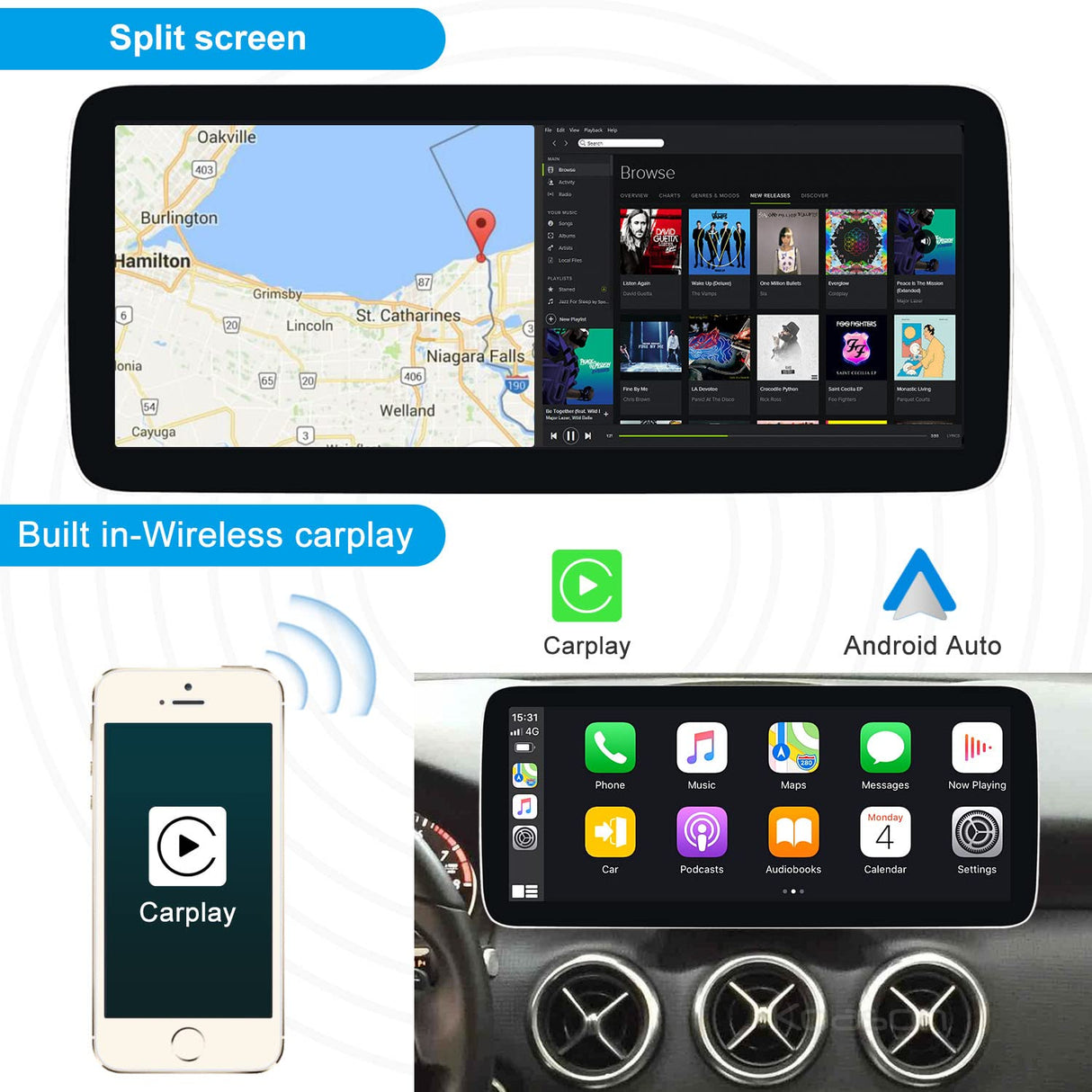 12.3inch Android Pantalla CarPlay Autoradio para Mercedes Benz A CLA GLA W176 W117 X156 NTG5