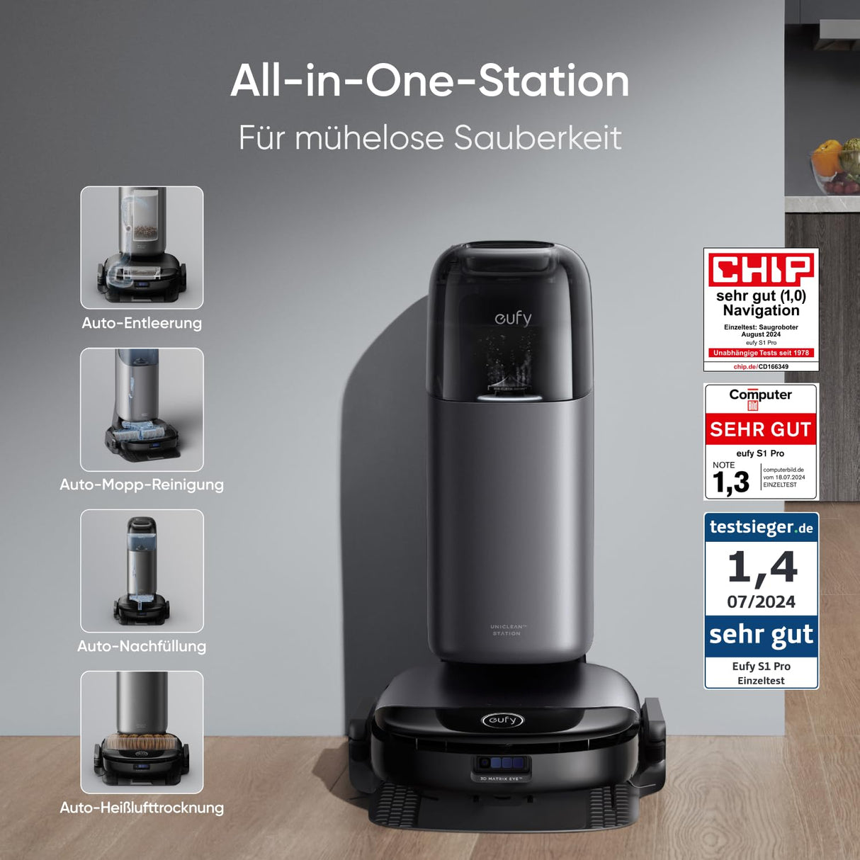 Eufy S1 Pro - Saug- und Wischroboter Saug-Wisch-Roboter mit Echtzeitselbstreinigung