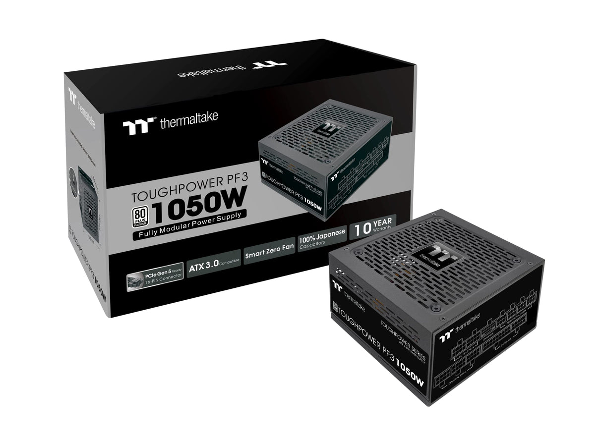 Thermaltake Toughpower PF3 1050W Gen 5 | ATX 3.0 | PCIe Gen 5 Ready | Smart Zero Fan | 80 Plus Platinum | Fully Modular