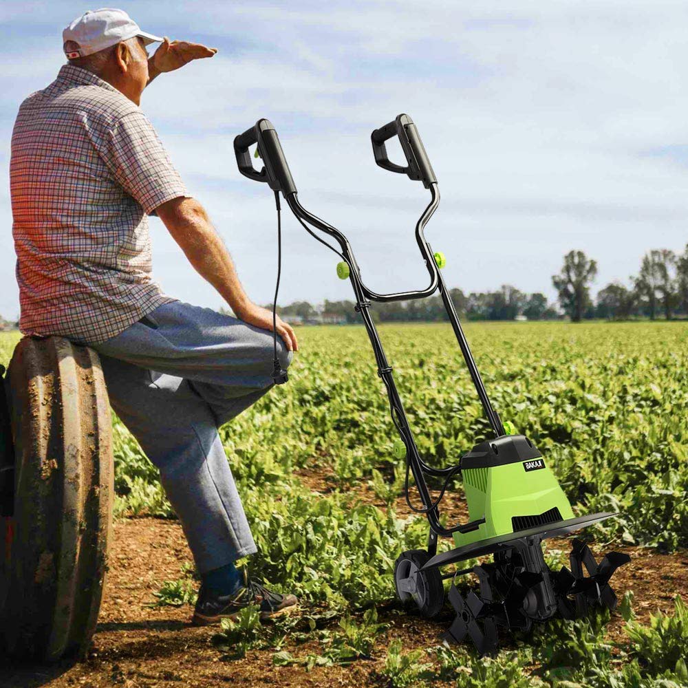 Bakaji Motoazada para huerto eléctrico Potencia 750W Zappadora de Motor eléctrico 4 Cuchillas de 20cm Ancho de Trabajo 32 cm Velocidad 380 RPM con Mango ergonómico para Cultivos de jardín
