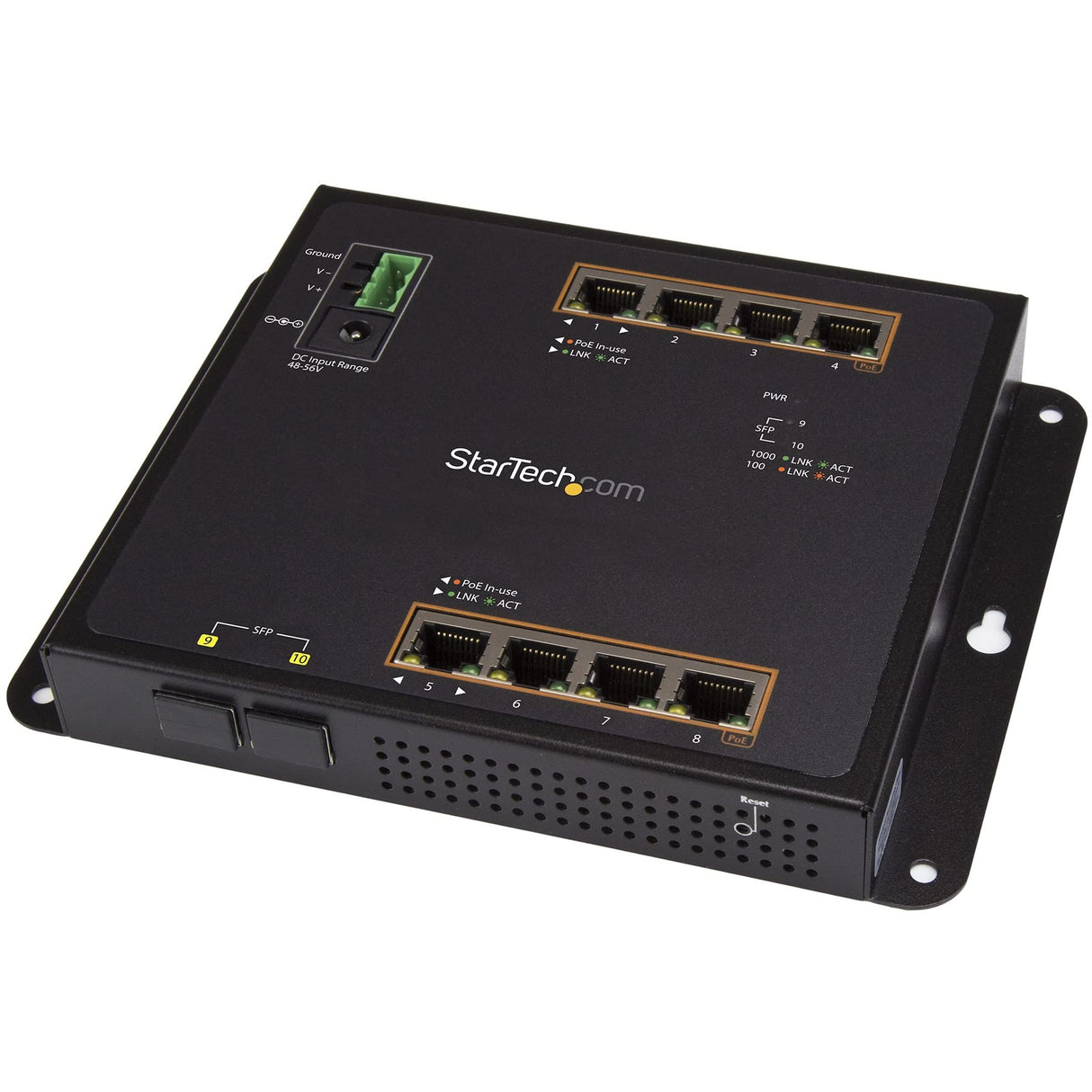 StarTech.com Switch Conmutador de Red Gigabit Ethernet con 8 Puertos RJ45 PoE+ y 2 Puertos SFP - de Montaje en Pared - Gestionado