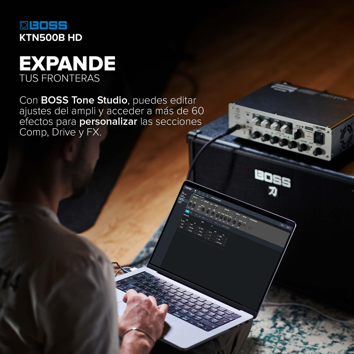 BOSS Katana-500 Bass Head | Cabezal de Amplificador de bajo Compacto de 500 vatios con Herramientas de Sonido Profesionales | Innovadora calibración de Pantalla