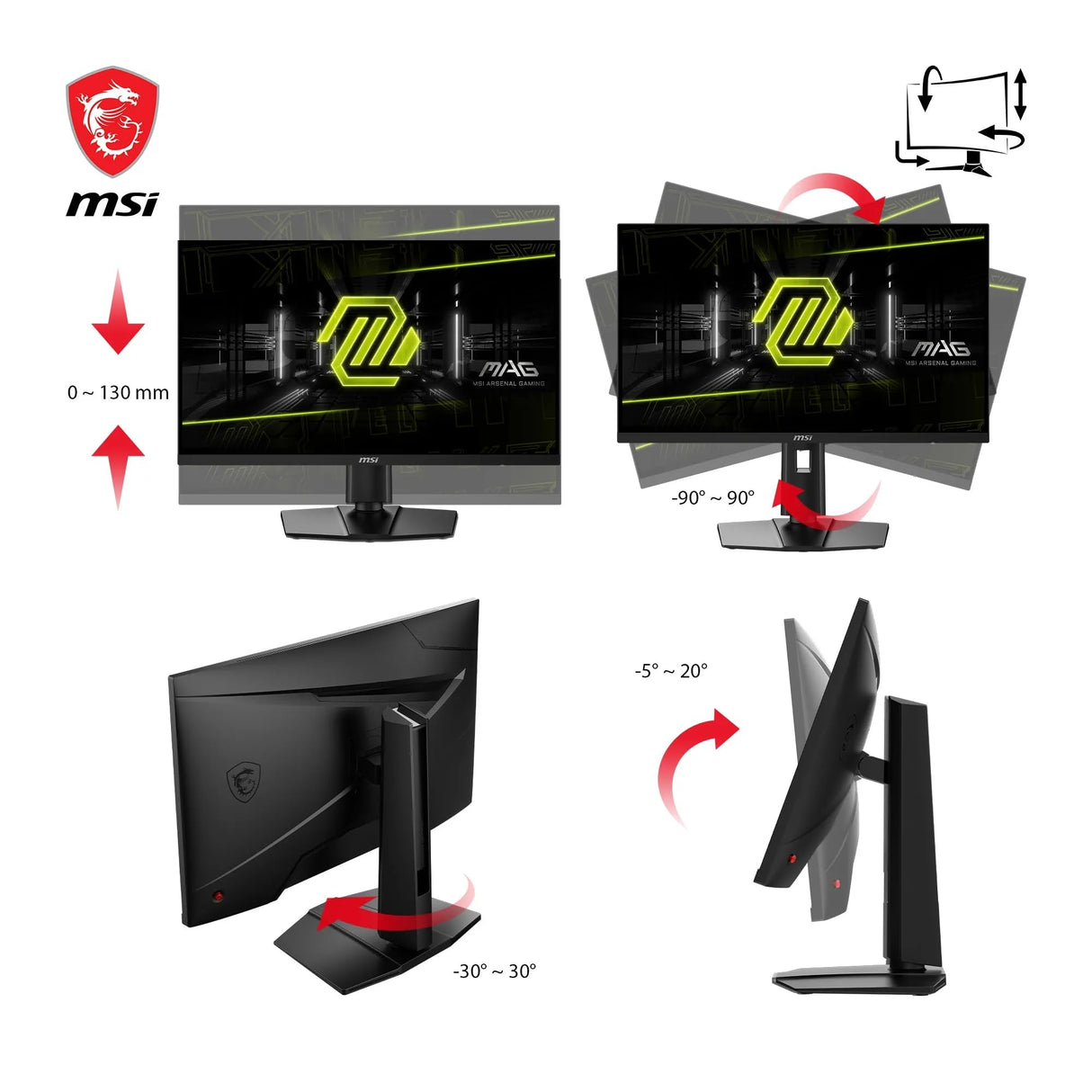 MSI mag 274UPF E2 Monitor UHD Gaming de 27 Pulgadas, Panel IPS rápido de 3840 x 2160, 160 Hz / 0,5 ms (GtG, mín sRGB del 133%, Diseño sin Marco, VESA DisplayHDR 400, DisplayPort