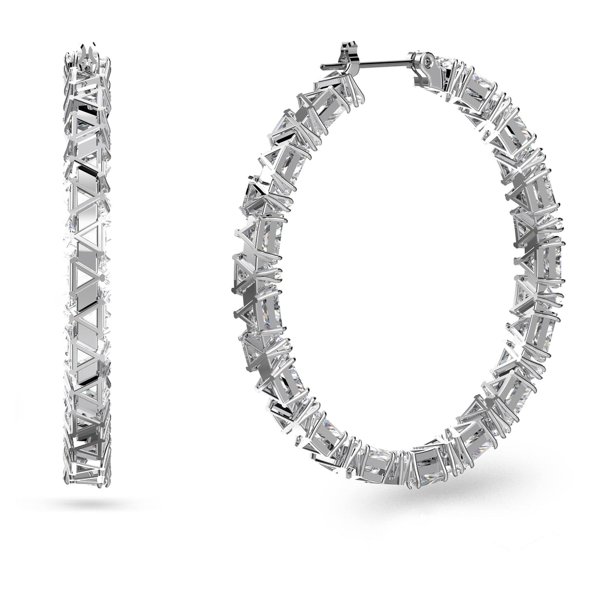 Swarovski Pendientes de Aro Ortyx para Mujer, con Baño de Rodio, Cristales Blancos, Colección Ortyx de Swarovski