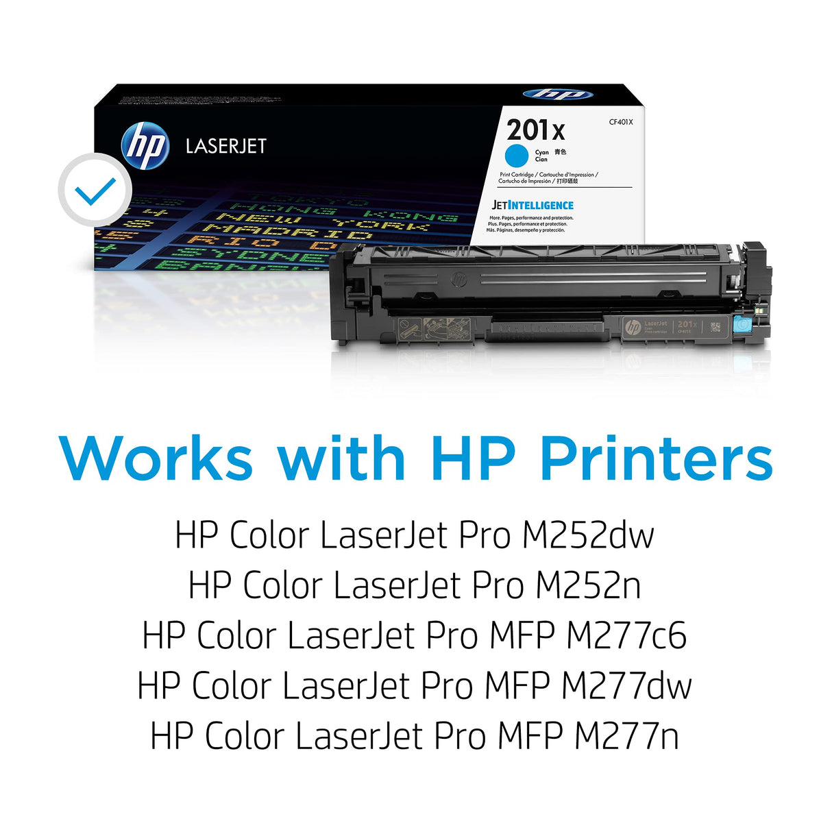 HP 201X CF401X, Cian, Cartucho Tóner Original, de 2.300 páginas, para impresoras HP Color LaserJet Pro serie 252, 274 y 277