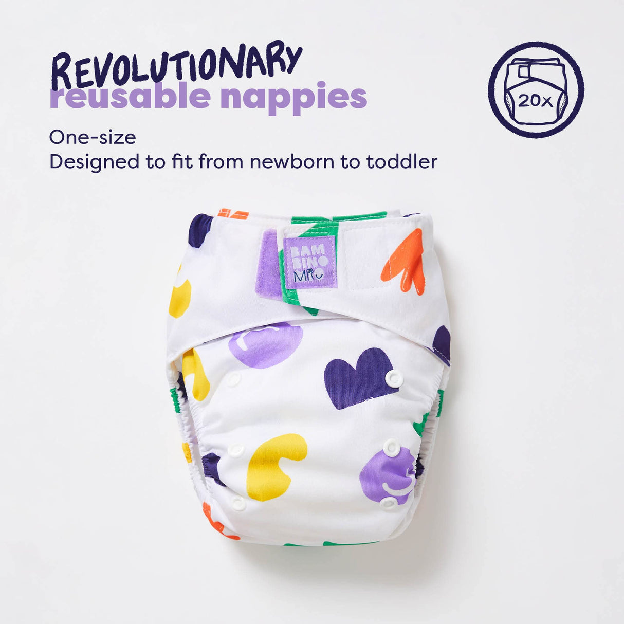 Bambino Mio, Juego de pañales reutilizables The Changemaker, 20 pañales, forros, refuerzos, bolsas húmedas y limpiador (Bold)