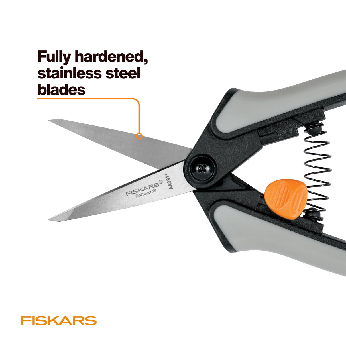 Fiskars Juego de 15 tijeras de podar de micropuntas, cuchillas de acero inoxidable de precisión, asas de agarre suave para cortar y dar forma a plantas pequeñas