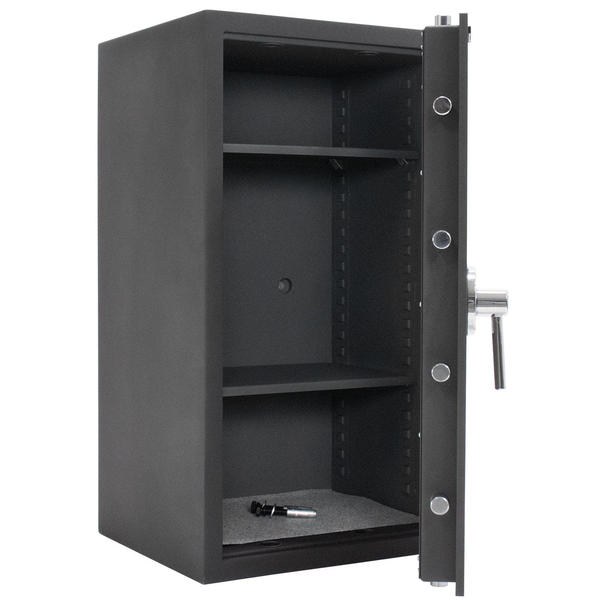 Caja fuerte para muebles Toscana 85 EL de Rottner, Color antracita, Clase de seguridad: EN-1 según CSN EN-1 1143-1 + A1:2009, Cerradura electrónica con dos códigos programables, Protección contra incendios, Antirrobo, Tornillos de fijación incluidos