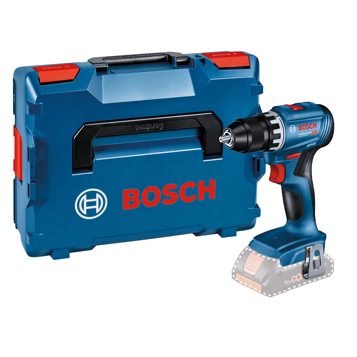 Bosch Professional 18V System GSR 18V-45 - Atornillador a batería (45 Nm, diametro máx. tornillo 8 mm, sin batería, en L-BOXX), Azul