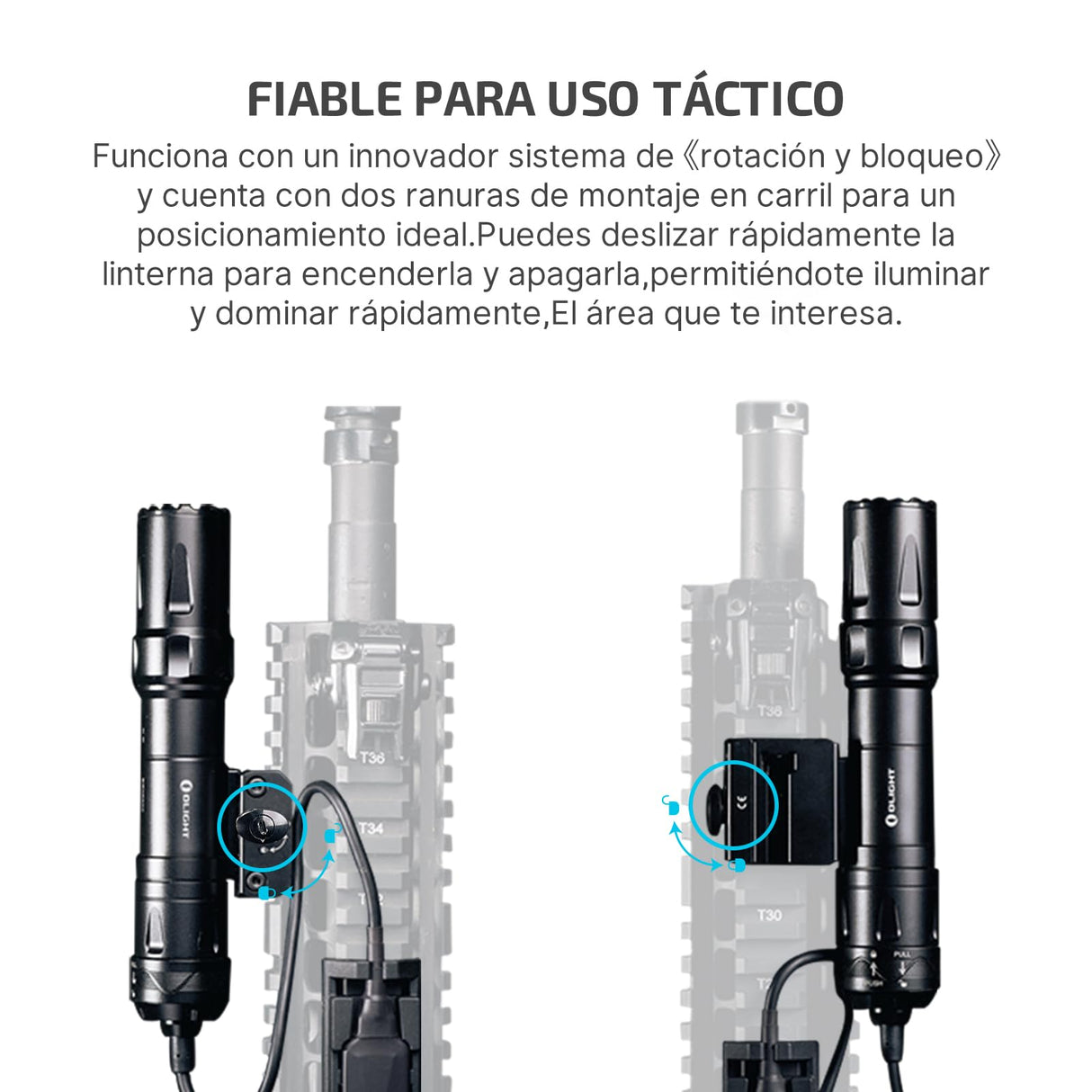 OLIGHT Odin Linterna Táctica Con Batería Recargable Diseñada Profesionalmente 2000 Lúmenes 300 Metros Potente Actividades Deportivas(Negro)