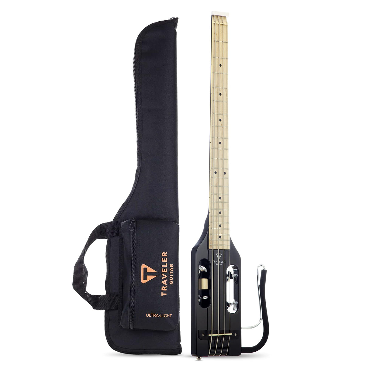 Traveler Guitar Bajo ultraligero, negro brillante (ULB BKGMP)