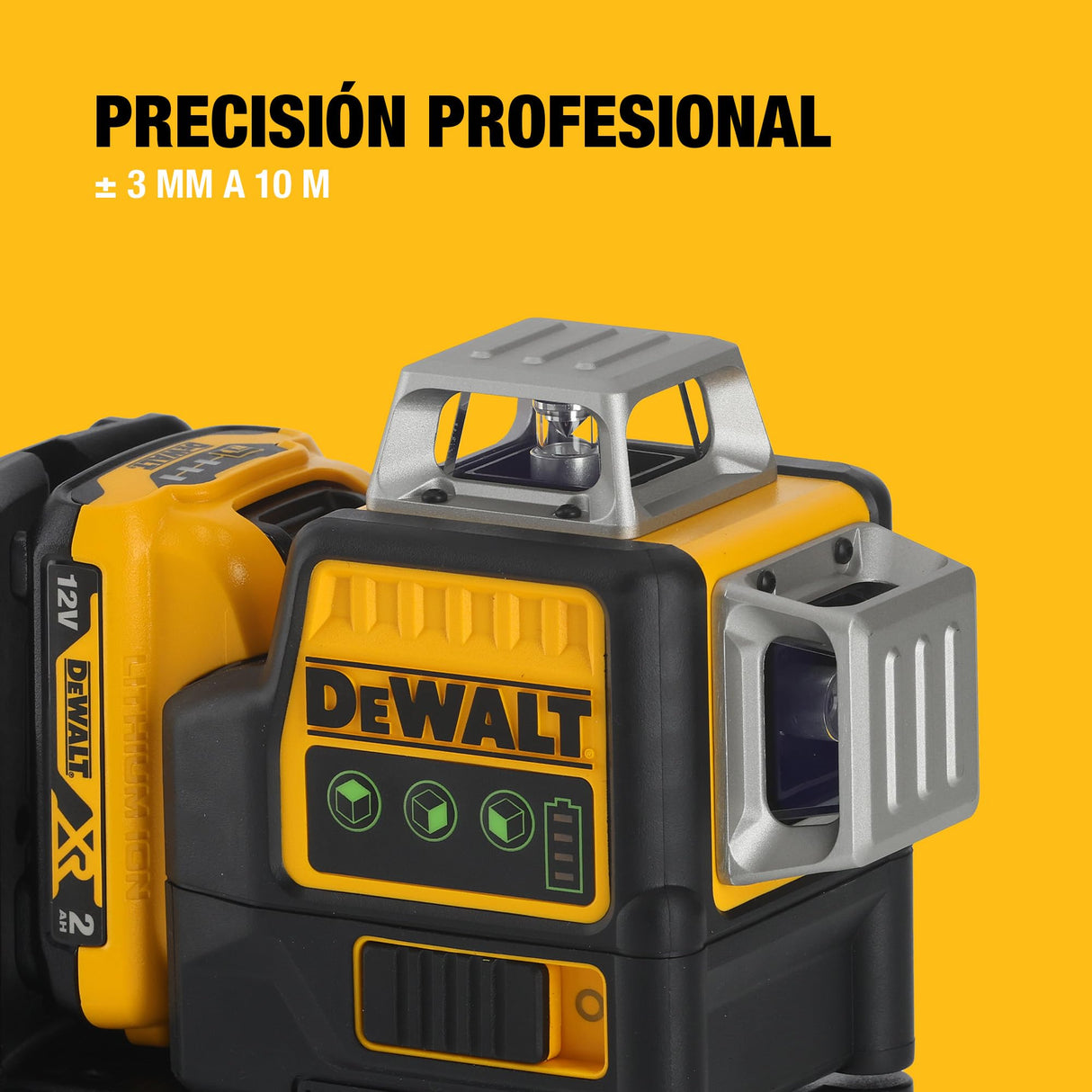 DEWALT Nivel Láser de Línea Cruzada Verde, 12V XR, 3x 360º con batería 2Ah, DCE089D1G-QW
