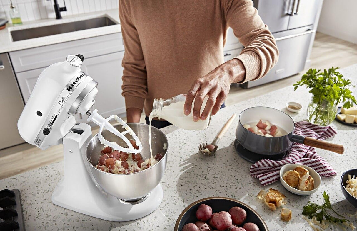 KitchenAid K45SS - Batidora amasadora, 300 W, color blanco