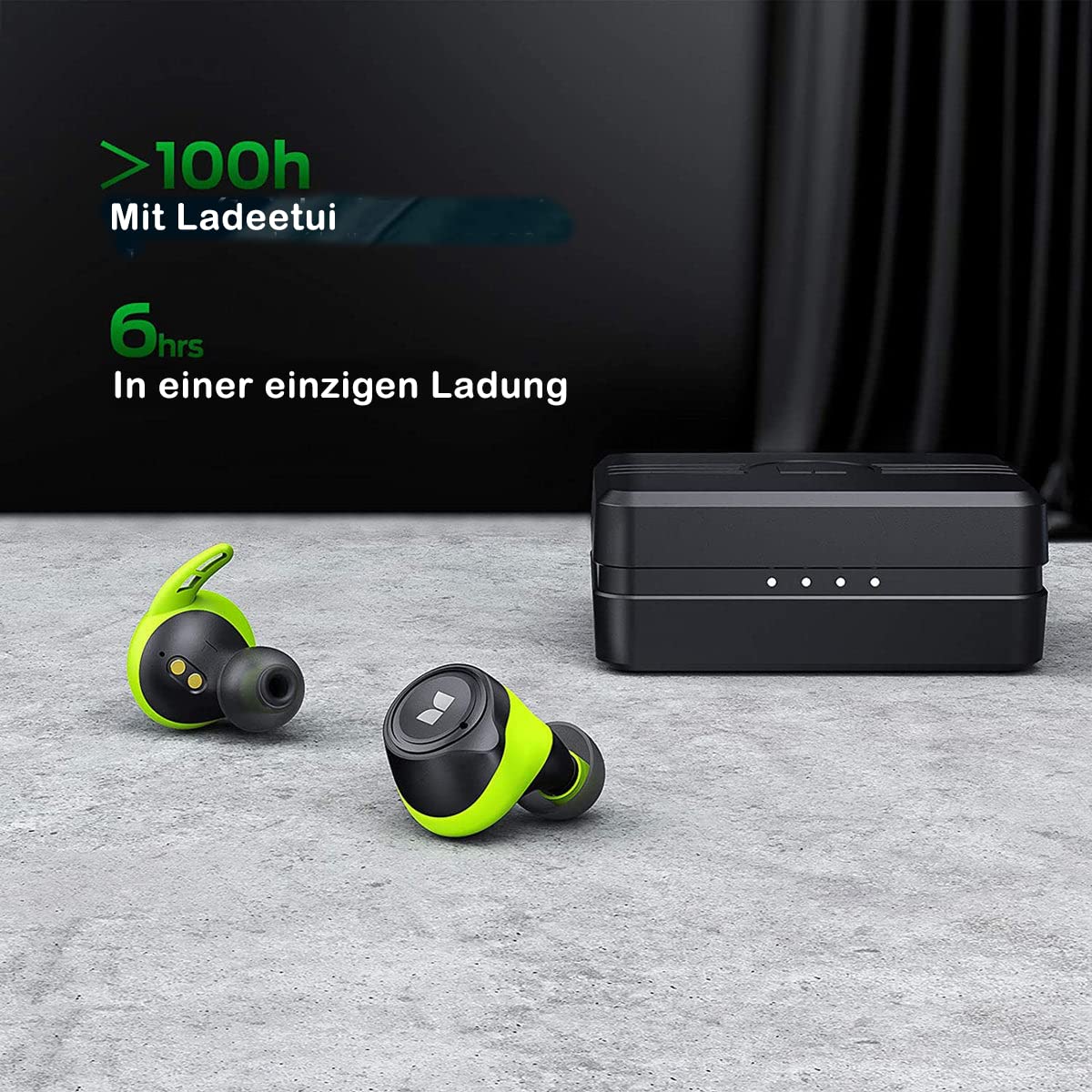 Monster Champion AIRLINKS, Auriculares Deportivos Bluetooth en el oído, Auriculares Impermeables, Calidad de Audio estéreo 3D, cancelación de Ruido, 100 Horas de duración de la batería con Estuche de