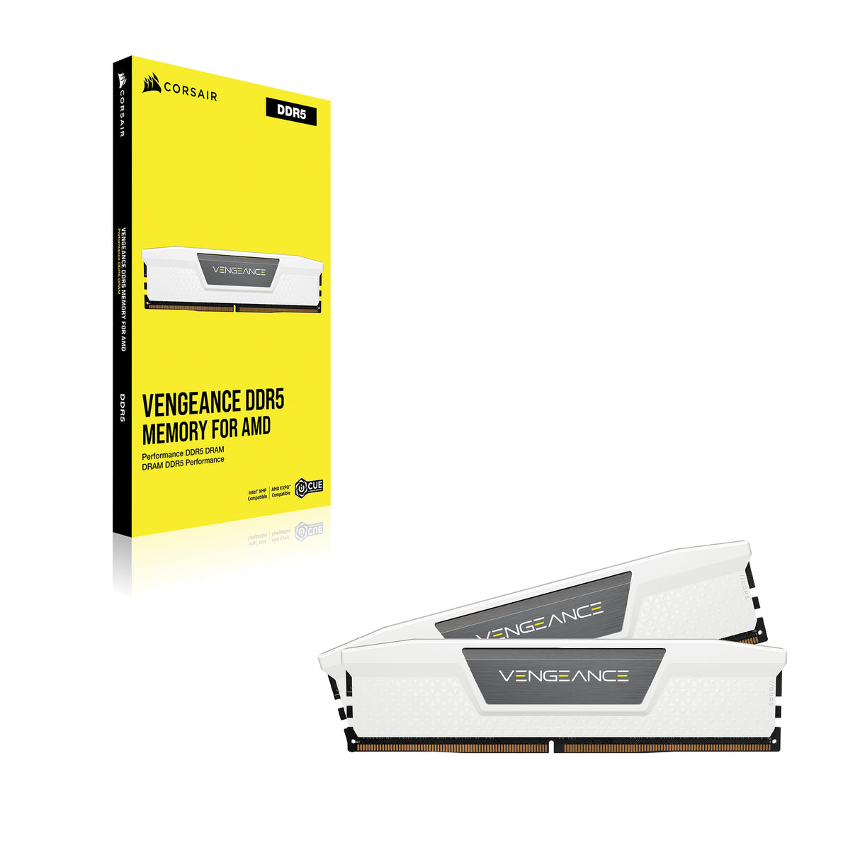 CORSAIR Vengeance DDR5 RAM 32GB (2x16GB) 6400MHz CL36-48-48-104 1.35V AMD Expo Intel XMP 3.0 Memoria de Ordenador de Sobremesa – Blanco (CMK32GX5M2B6400Z36W)