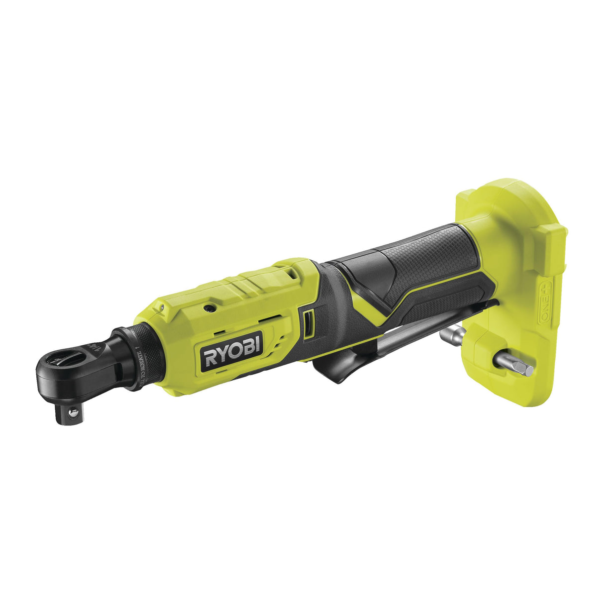 Ryobi - Llave de Carraca ¼'' 18V ONE+ - 1 Velocidad 280 rpm, Par 60Nm, Inversor de Rotación, Cabezal Giratorio, Punta de Extensión - Se Suministra sin Batería, Cargador o Llave de Vaso - R18RW2-0