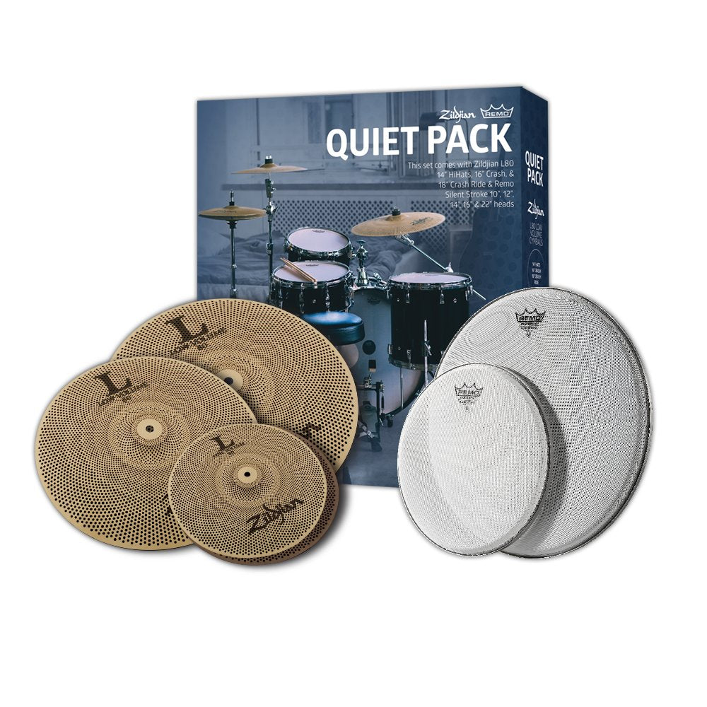 Zildjian L80 - Platillo silencioso de bajo volumen con cabezales de batería Remo Silentstroke