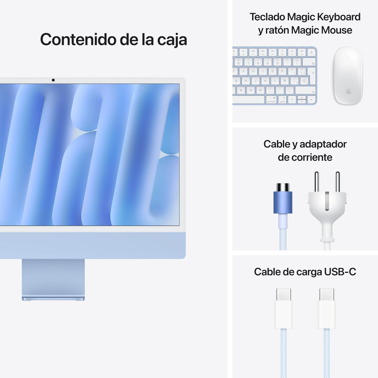 Apple iMac Ordenador de Mesa Todo en uno con Chip M4, CPU y GPU de 10 núcleos: diseñado para Apple Intelligence, Pantalla Retina de 24″, 16 GB de Memoria unificada, SSD de 256 GB - Azul