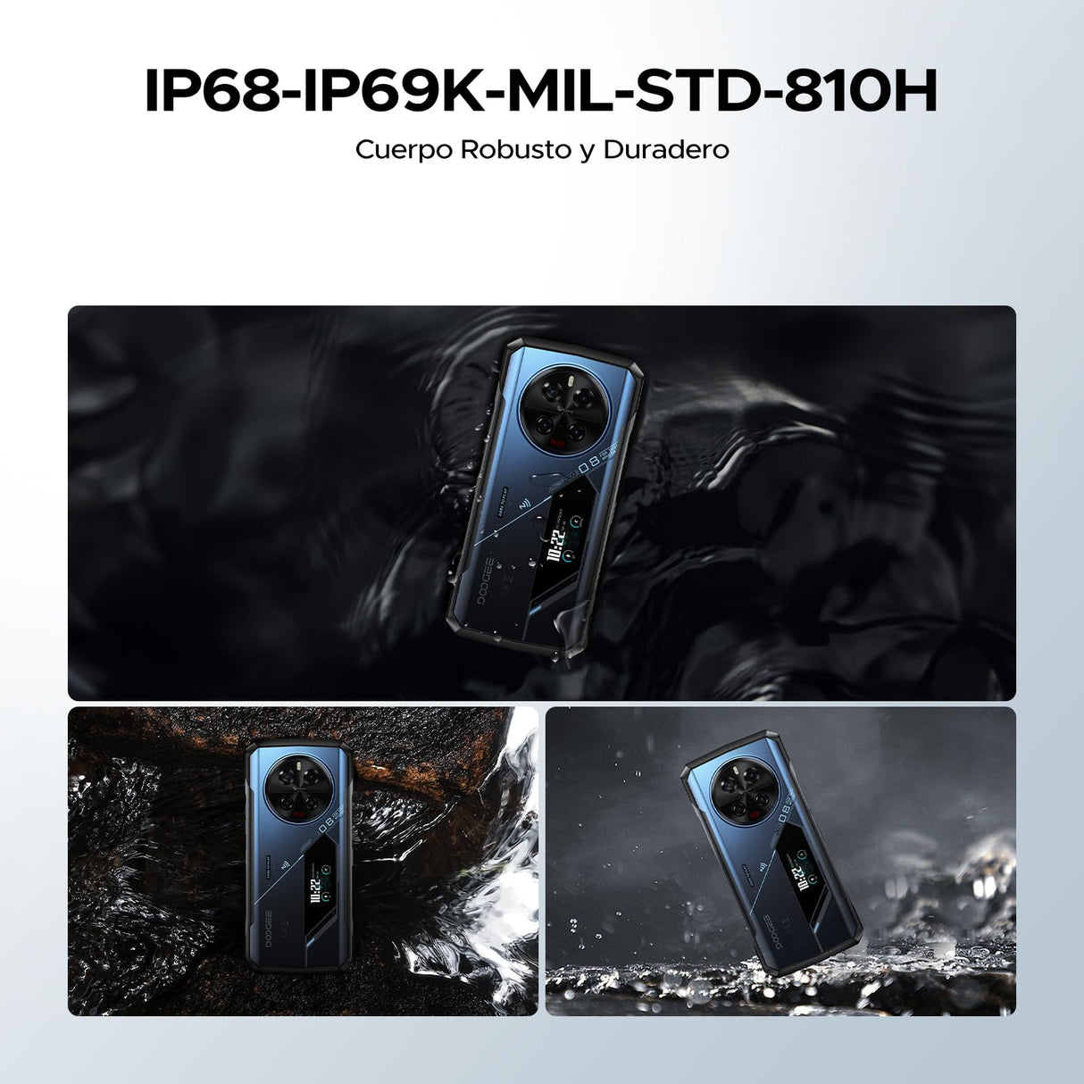 DOOGEE V40 Pro Móvil Resistente 5G, 36GB+512GB/2TB TF 1.47” Pantalla Trasera Movil Irrompible, Dimensity 7300, Cámara Triple 200MP Móvil Rugerizado 6.78" FHD+ 120Hz, 8680mAh/WiFi6/NFC/3 Card Slot