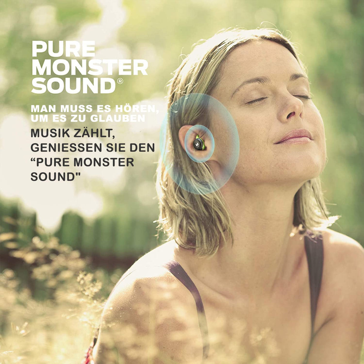 Monster Champion AIRLINKS, Auriculares Deportivos Bluetooth en el oído, Auriculares Impermeables, Calidad de Audio estéreo 3D, cancelación de Ruido, 100 Horas de duración de la batería con Estuche de