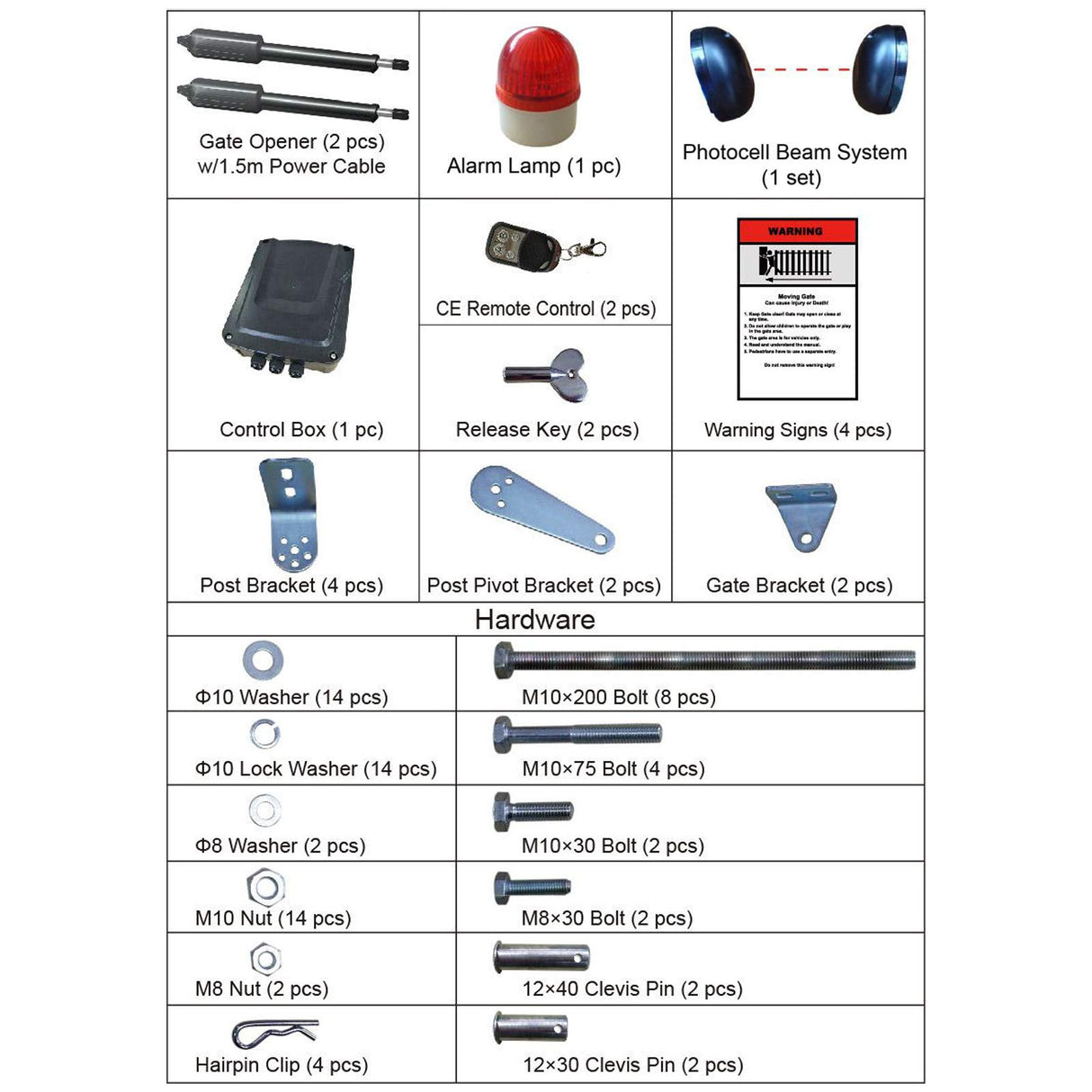 VEVOR Abridor Automático de Puerta Batiente Doble Largo de 18 pies Abridor de Puerta Automátio 880 libras con Control Remoto Empujar/Tirar Para Abrir Abridor de Puerta Batiente Doble 16 mm/s