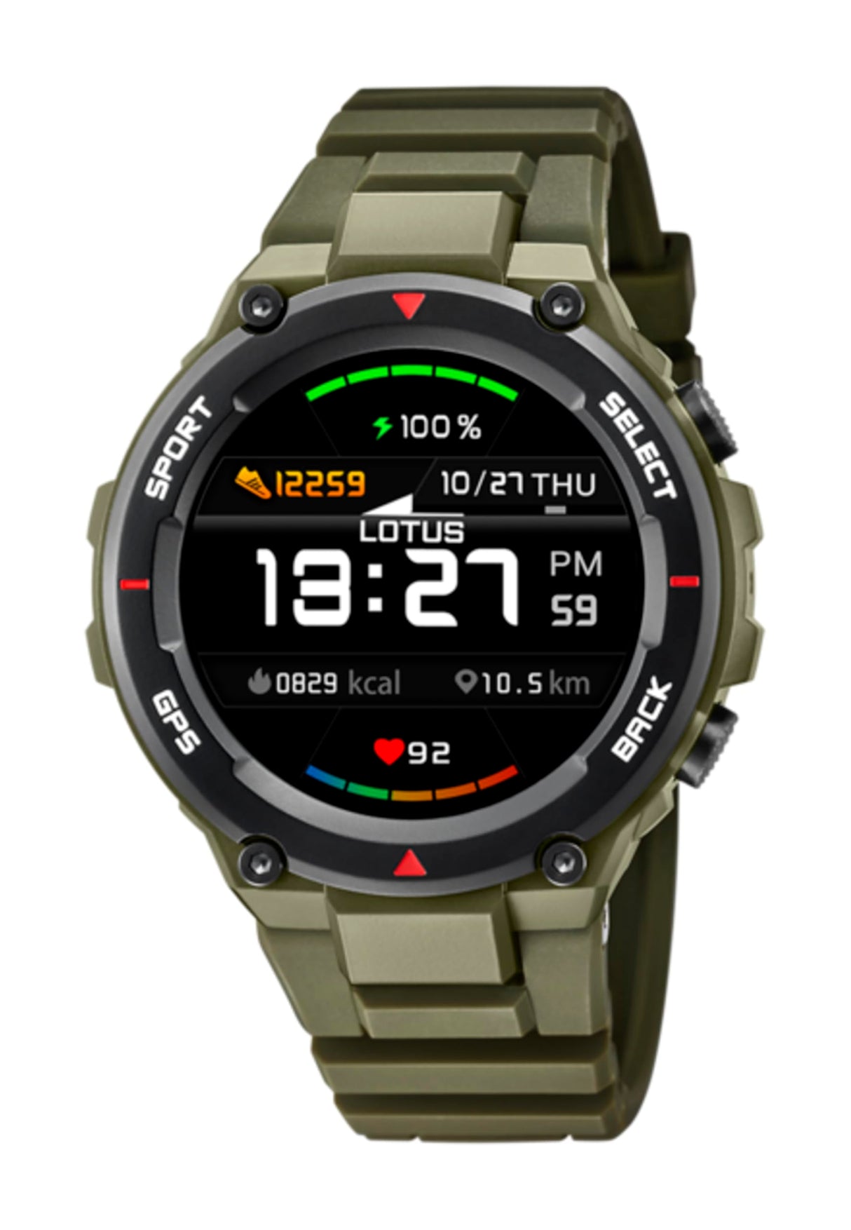 LOTUS Reloj Hombre 50024/3 Smartwatch Caja de Caucho Multi Correa de Caucho Verde