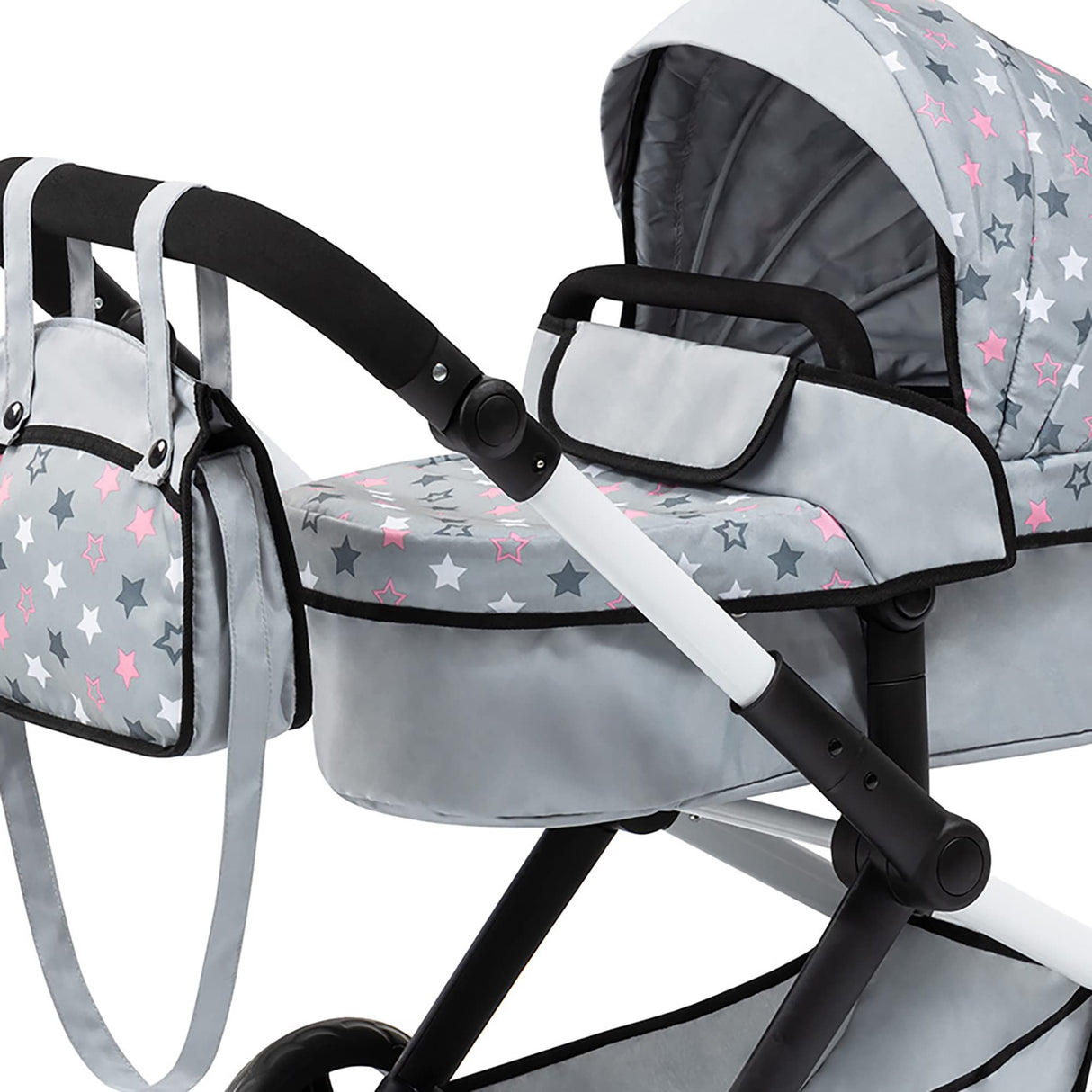 Bayer Design 17007AA Cochecito de muñeca Combi Xeo, Carro para muñecos, Bolsa, Convertible, Regulable en Altura