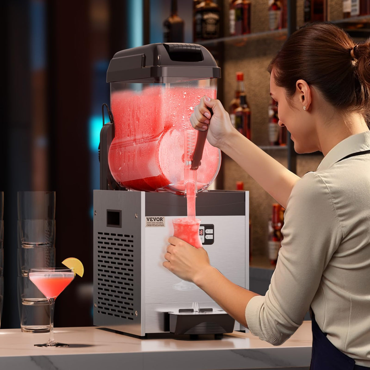 VEVOR Máquina de Granizados Comercial Máquina para Hacer Batidos Tanque de 12 L Máquina para Hacer Granizados de Acero Inoxidable de 48 Tazas para Fiestas en Hogar, Restaurantes, Cafeterías, Bares