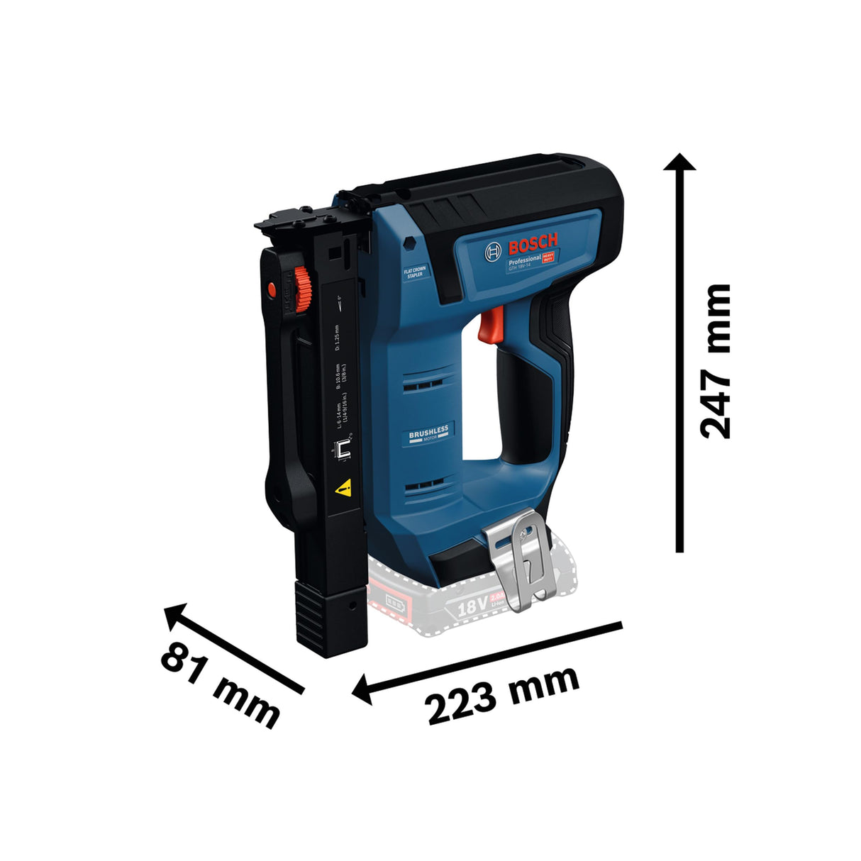 Grapadora para madera a batería GTH 18V-14 con Bosch Professional 18V System (incl. gancho para cinturón)