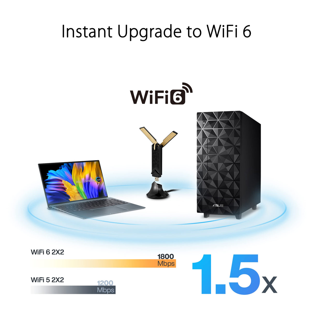 ASUS USB-AX56 - Adaptador Wi-Fi AX1800 USB de doble banda, color negro