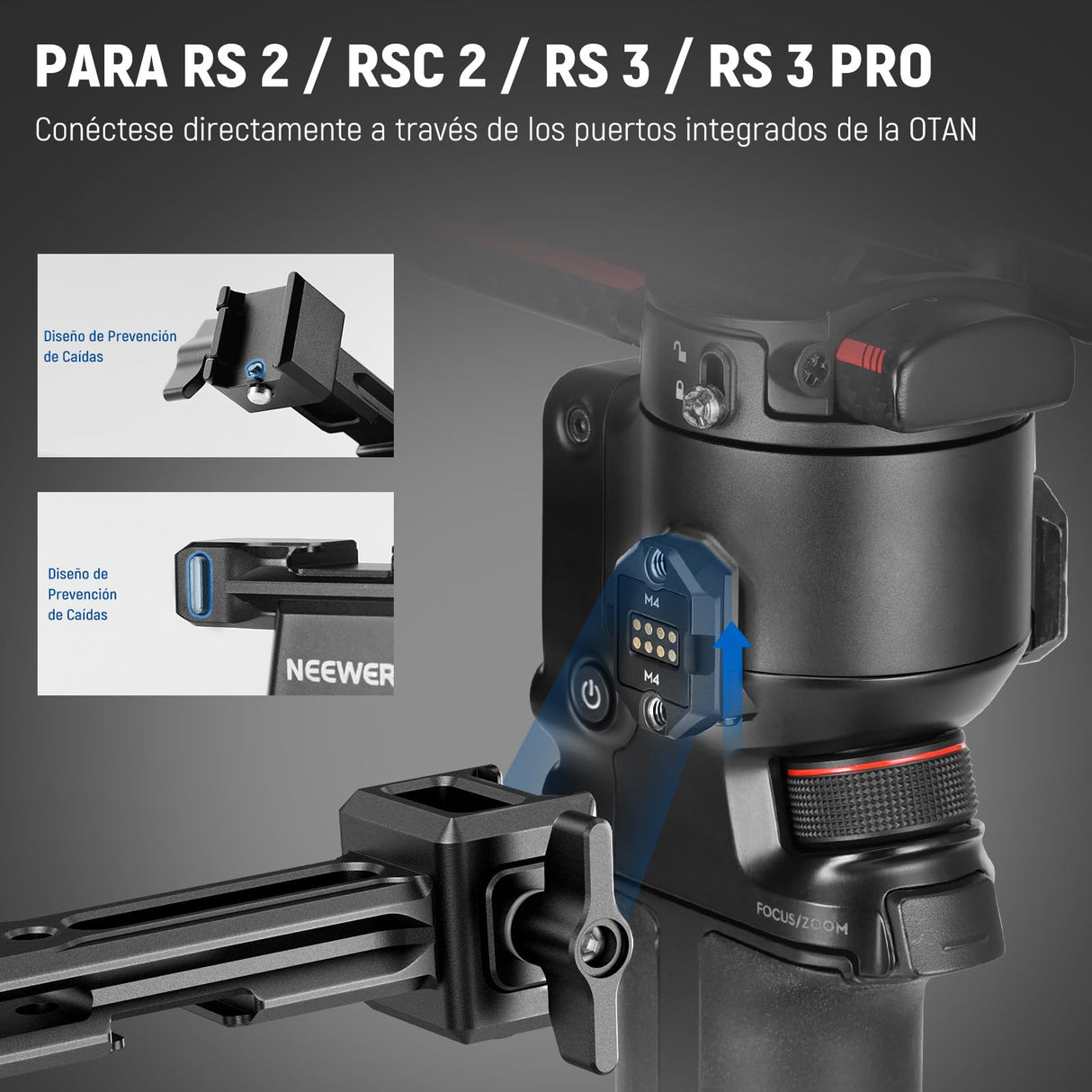 NEEWER Mango dual compatible con DJI RS4 RS4 Pro RS3 RS3 Pro RS2 RSC2 Ronin S SC cardán, kit de doble mango con 2 mini rieles NATO, abrazaderas NATO de liberación rápida, roscas de 1/4 y 3/8 pulgadas,