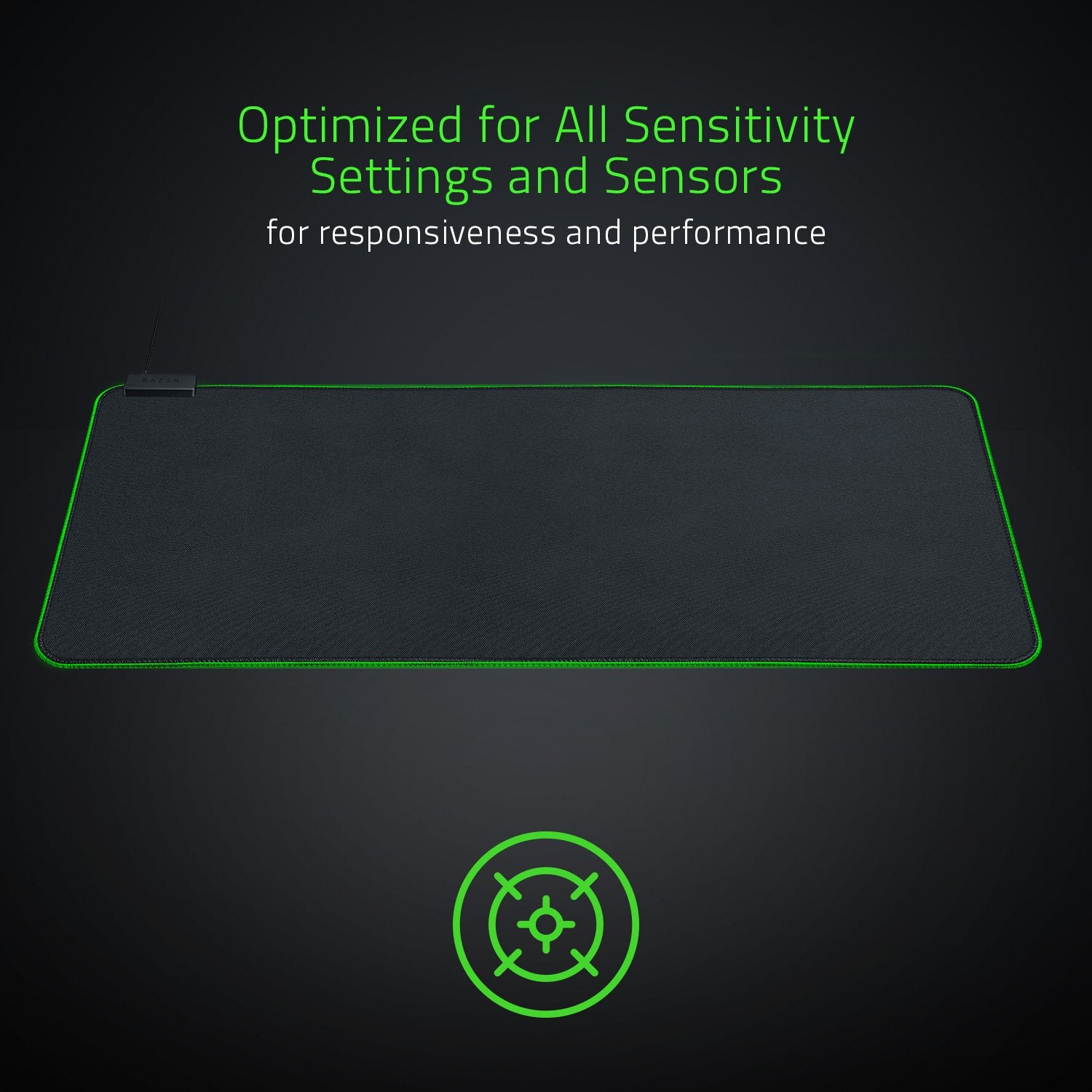 Razer Goliathus Extended Chroma - Alfombrilla suave para juegos con iluminación RGB (soporte para cables, superficie de tela, borde cosido, optimizado para todos los ratones) Negro