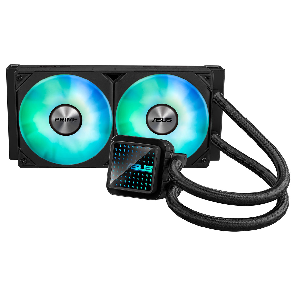 ASUS Prime LC 240 ARGB - Sistema de refrigeración líquida para CPU todo en uno con zona de contacto con la CPU y canales con aletas, bloque de agua con lentes de espejo infinito y ventiladores ARGB