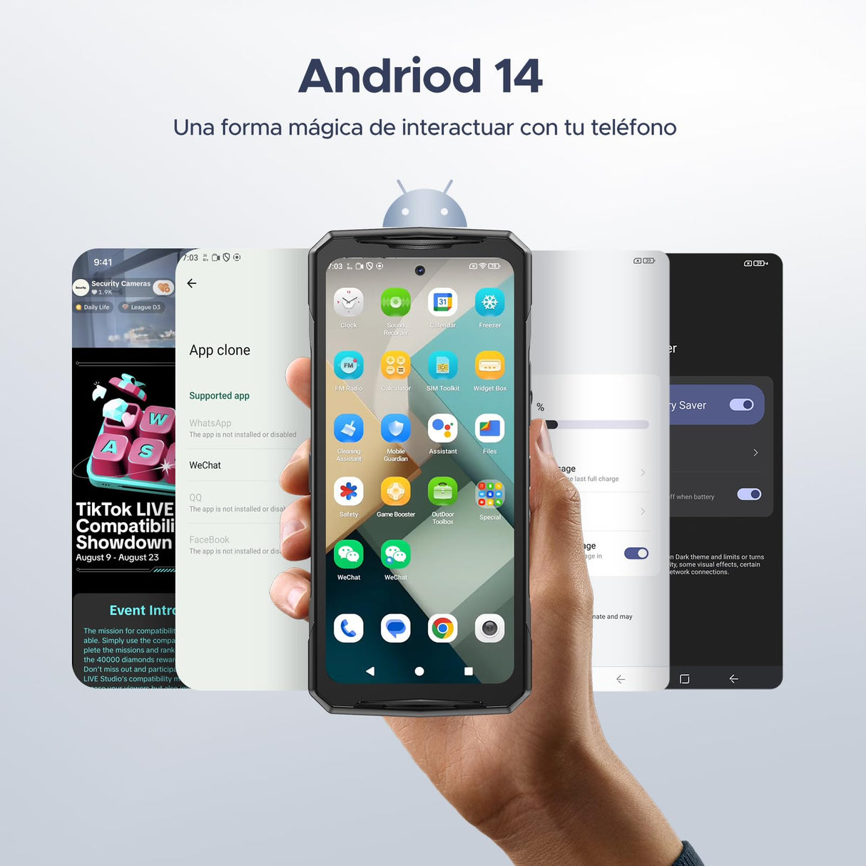 DOOGEE V40 Telefono Movil Irrompible 5G Con AI 32GB+512GB, 6.78"FHD+120Hz, 4nm Dimensity 7300 Movil Indestructible Android 14 Cámara 108MP+Visión Nocturna 8680mAh Smartphone IP68IP69K/NFC/WiFi6/Huella