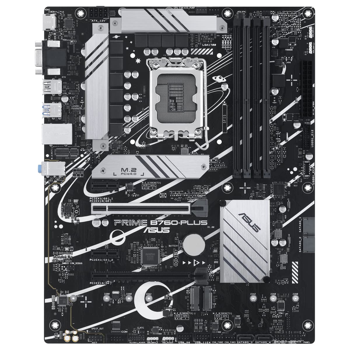 ASUS PRIME B760-PLUS - Placa base ATX Intel B760 (LGA 1700), PCIe 5.0, 3x PCIe 4.0 M.2, DDR5, 2.5Gb Ethernet, SATA 6 Gbps, USB 3.2 Gen 2x2 tipo C, USB 3.2 Gen 1 tipo C, Thunderbolt (USB), Aura Sync
