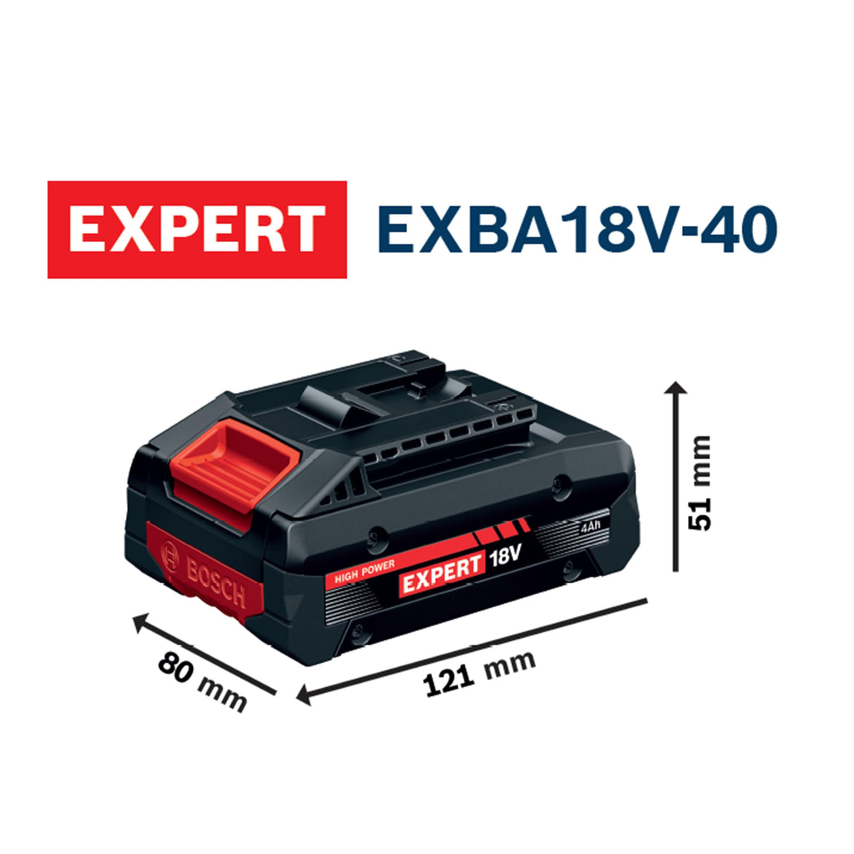 Set básico de alta potencia Bosch EXPERT 18V System EXBA18V-40 combinado con cargador rápido GAL 12V/18-80 (hasta 2000 W de potencia máxima)