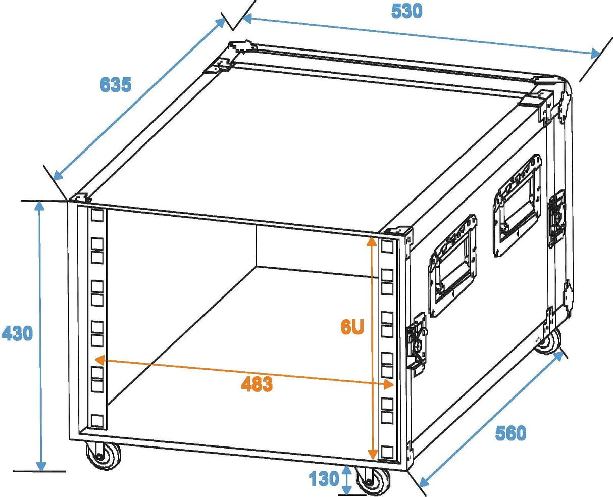 Roadinger 30109190 Strada Ingersoll Rack Profi Km 6U 55 centímetros con ruedas