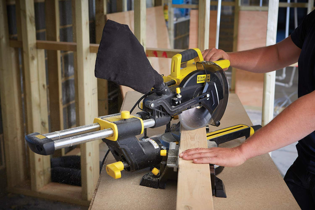 STANLEY FATMAX FME721-QS - Ingletadora telescópica 1.500W, Ø disco 216mm, bisel 45°