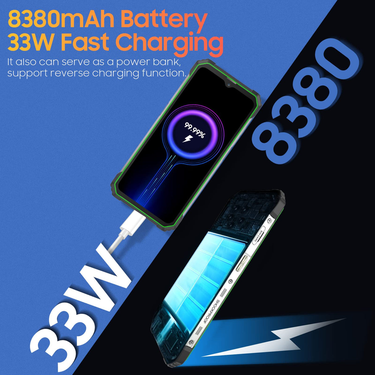 Blackview 5G - Lente térmica para Smartphone irrompible BL8800 Pro, 50MP cámara cuádruple, Dimensity 700 8 GB +128 GB, 6,58 Pulgadas, FHD+, 8380 mAh, 33 W, Carga rápida, IP68 Resistente teléfono