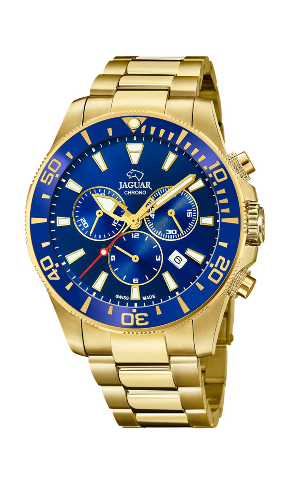 JAGUAR Reloj Modelo J864/2 de la colección Executive, Caja de 43,5 mm Azul con Correa de Acero Chapado para Caballero