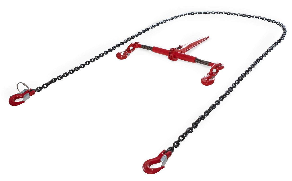 Dolezych Cadena de Amarre PowerLash L-150, 6300 Dan, 2 Piezas, con Gancho de Horquilla, 6,0 m de Longitud, Cadena 10-8, Negro/Rojo