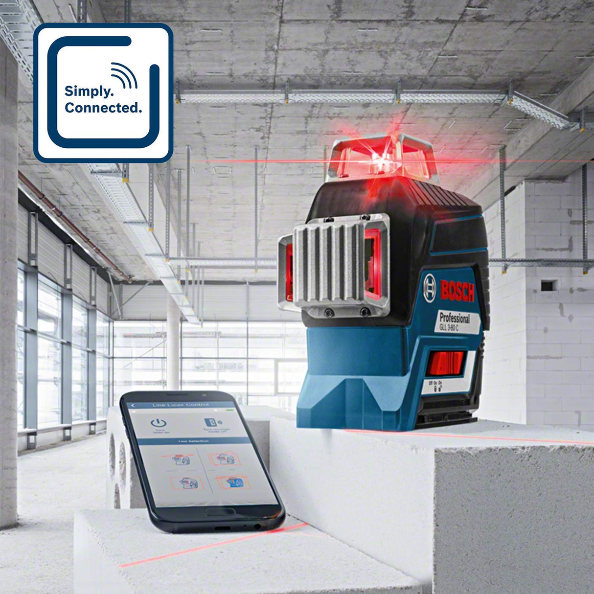 Bosch Professional Sistema 12V Nivel Láser GLL 3-80 C (1 batería 12V + cargador, láser rojo, interior, conexión Bluetooth, alcance hasta 30 m, soporte universal BM1, en L-BOXX)